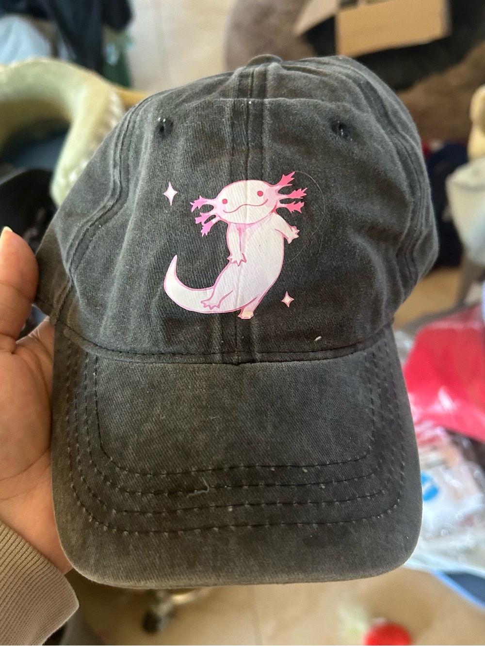 Adult Baseball Cap with Pink Axolotl Graphic #95